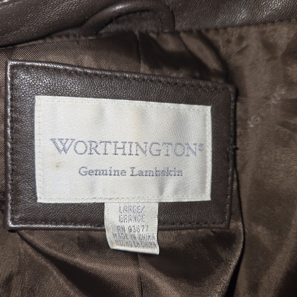 Worthington Leather Brown Large Women's Jacket - Picture 3 of 9